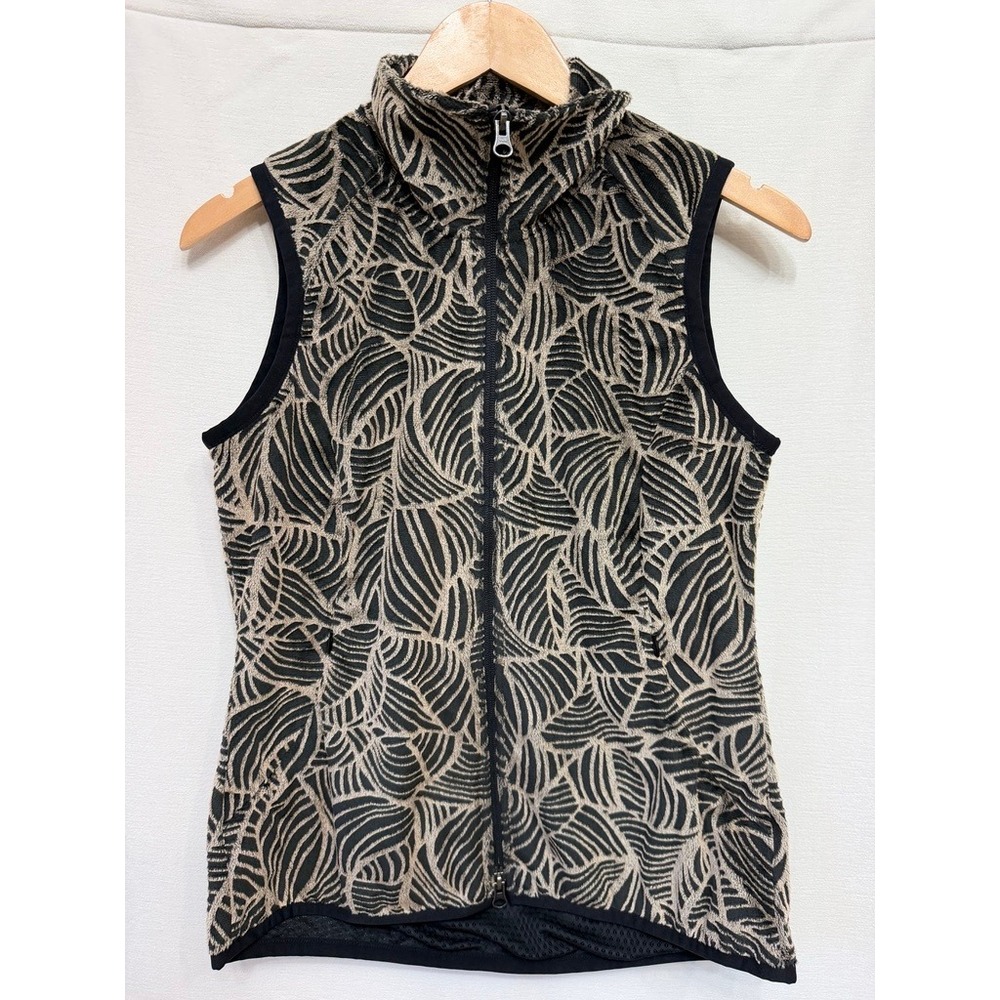 NWT Royal Robbins Oasis Velvet Fleece Vest M Full Zip Mock Neck Leaf Pattern